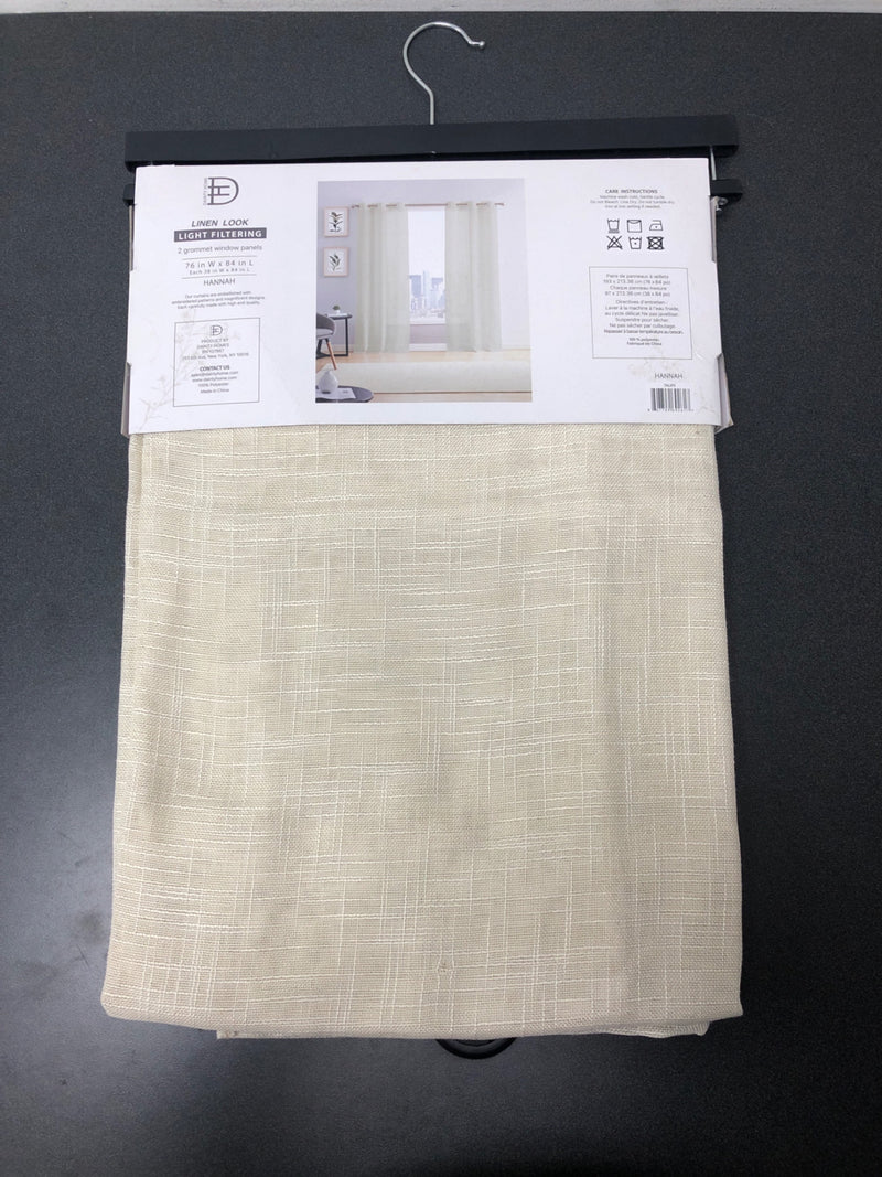 Dainty home HAN7684TA Taupe Linen Grommet Sheer Curtain - 38 in. W x 84 in. L (Set of 2)