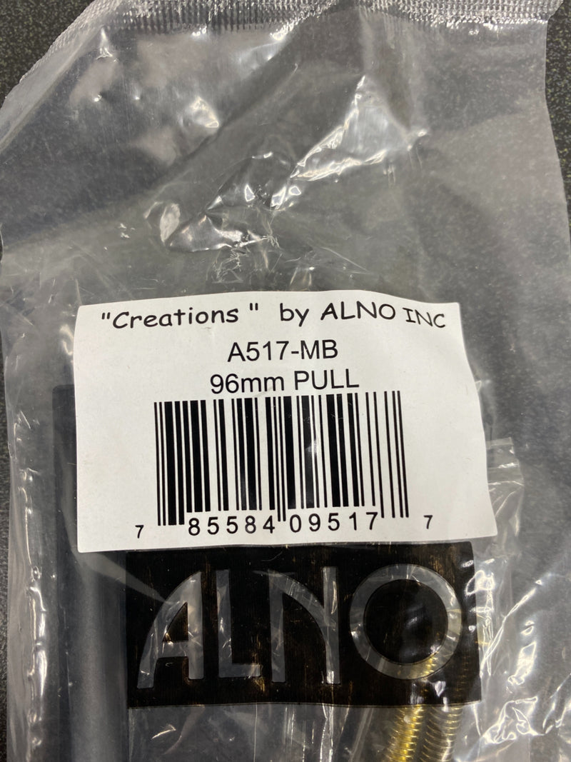 Alno a517 style cents 3-3/4" center to center modern cabinet handle pull - black