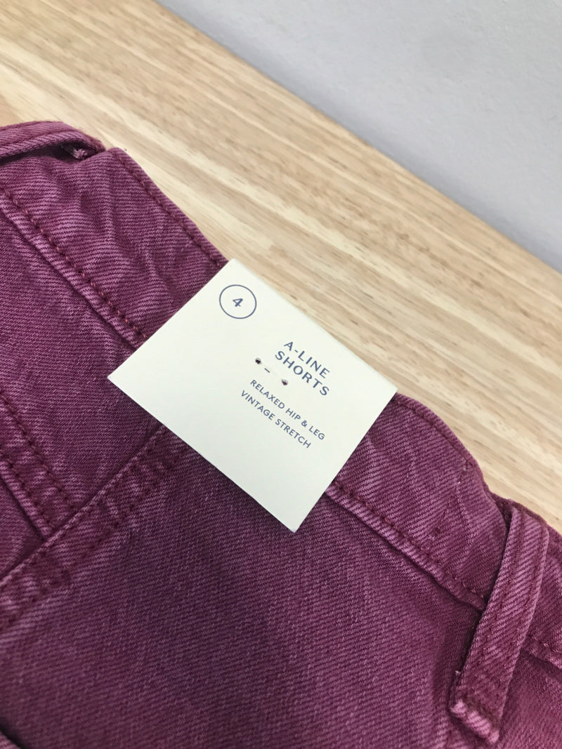 Universal Thread Women's High-Rise A-Line Midi Jean Shorts - (as1, Numeric, Numeric_4, Regular, Regular, Berry Purple, 4)