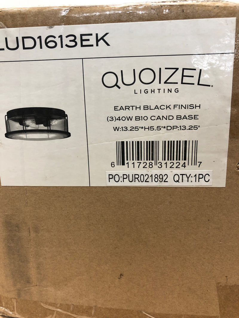 Quoizel LUD1613EK 3 Light 13" Wide Flush Mount Drum Ceiling Fixture - Earth Black