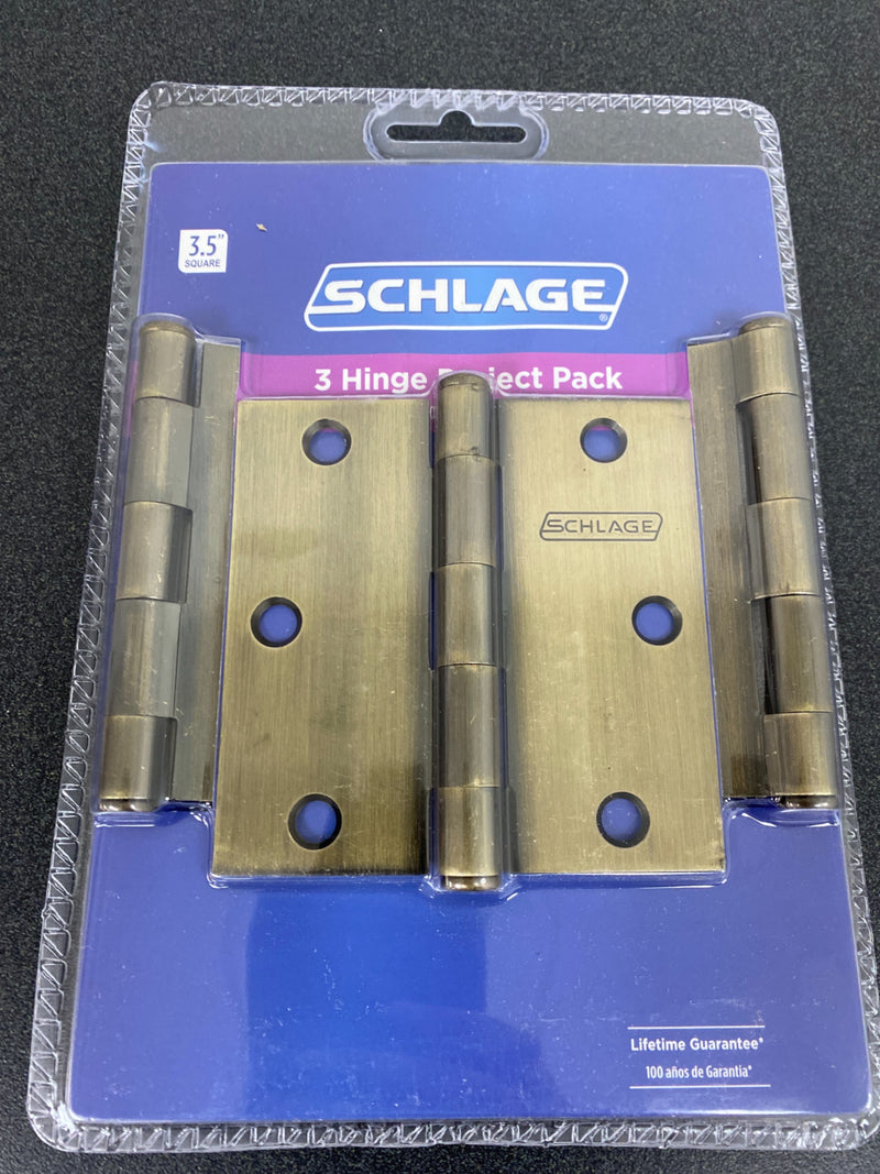 SCHLAGE Lock CO SC3P1010F-609E AB SQ Corn Hinge, 3.5-Inch, 3-Pack