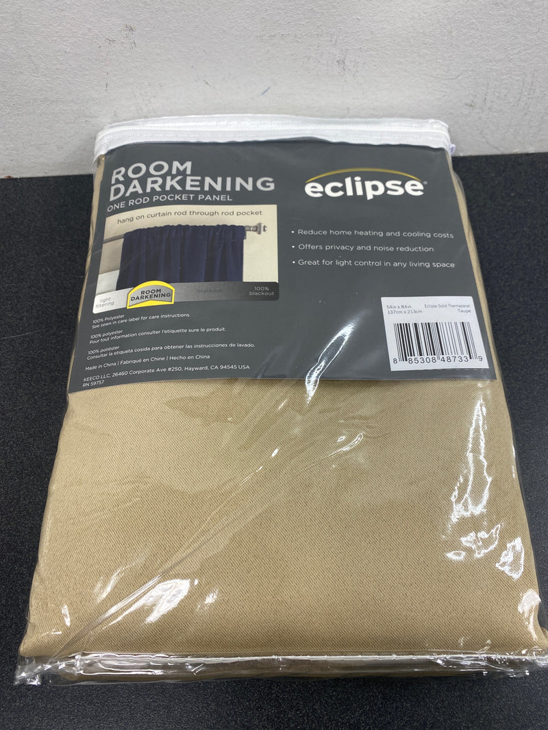 Eclipse 15061054X084TAU Thermapanel Taupe Solid Polyester 54 in. W x 84 in. L Room Darkening Single Rod Pocket Curtain Panel