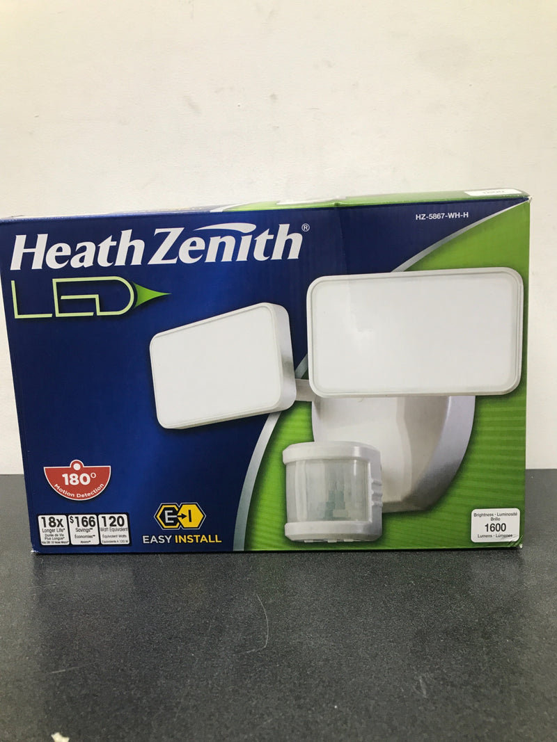 Heath Zenith HZ-5867-WH-H 2 Light 10-25/32" Wide Integrated LED Outdoor Dual Head Flood Light - Motion Sensor Activated - White