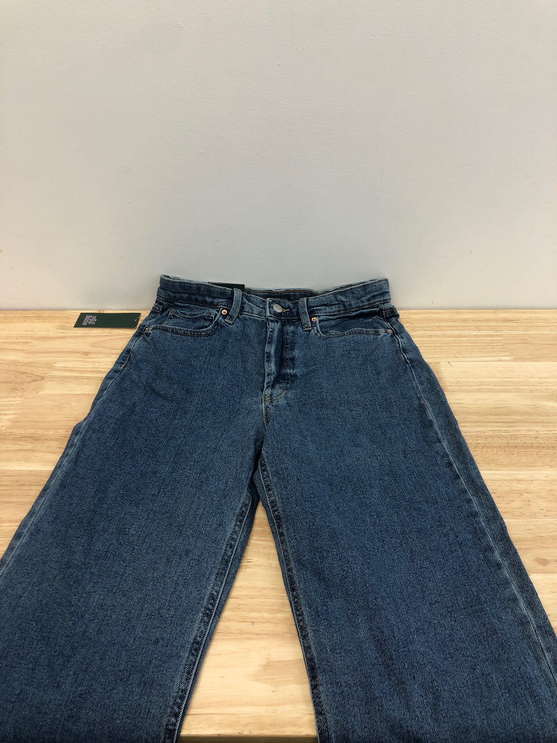 Wild Fable Women's Super-High Rise Distressed Straight Jeans - (as1, Numeric, Numeric_8, Regular, Regular, Medium Blue, 8)