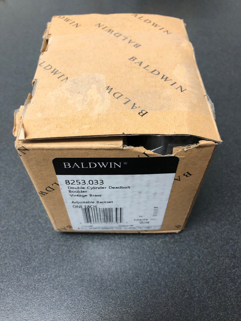 Baldwin 8253033 Arched Double Cylinder Deadbolt - Matches Baldwin Boulder Style Door Hardware - Vintage Brass