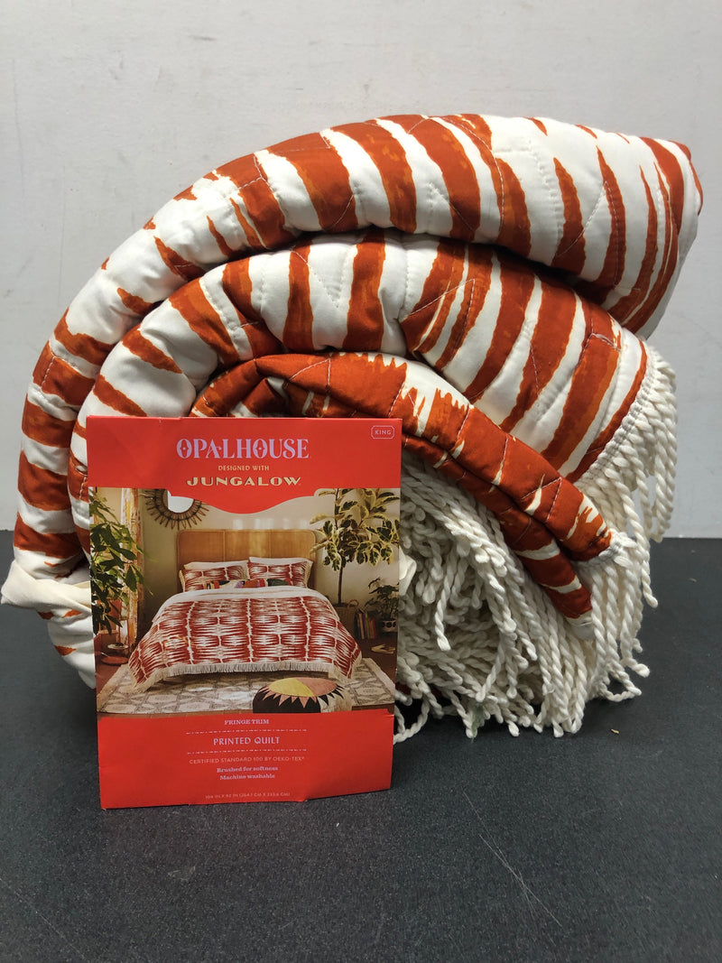 King printed with fringe groove print quilt white/burnt orange - opalhouse™ designed with jungalow™