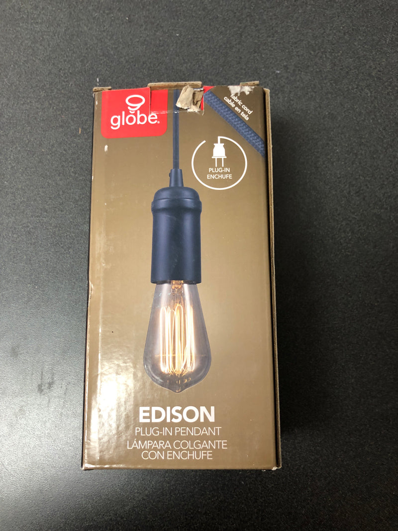 Globe electric 60844 1-Light Vintage Edison Matte Black Plug-In Mini Pendant