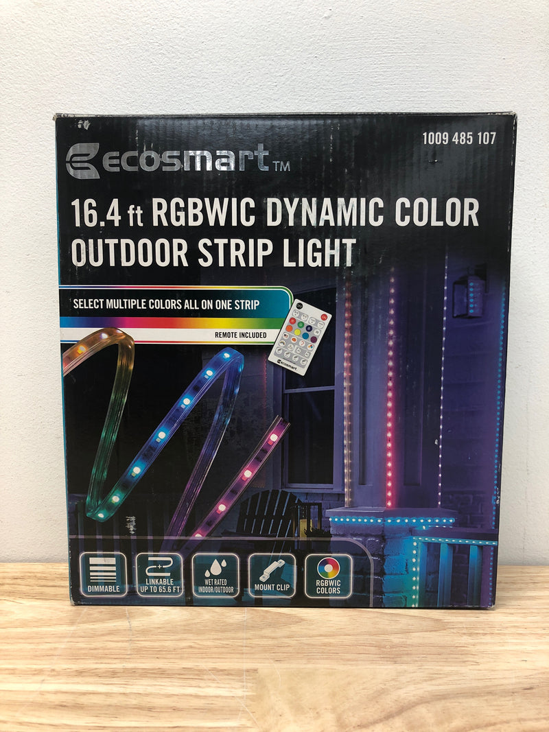 Ecosmart LR1321-RGBWIC-U 16.4 ft. RGBWIC Dynamic Color Changing Dimmable Linkable Plug-In LED Outdoor Strip Light with Remote Control