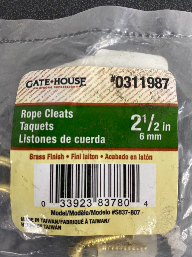 Gatehouse 2-1/2 Rope Cleat- Brass Finish 0311987