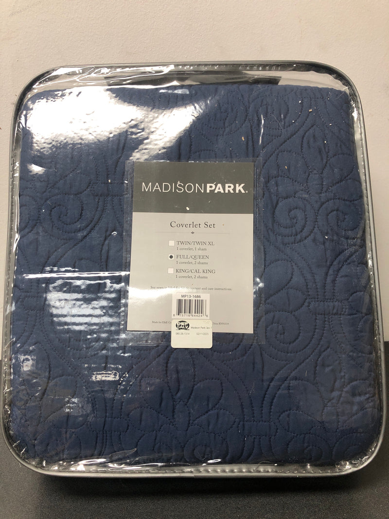 Madison park MP13-1686 Mansfield 3-Piece Navy Full/Queen Coverlet Set