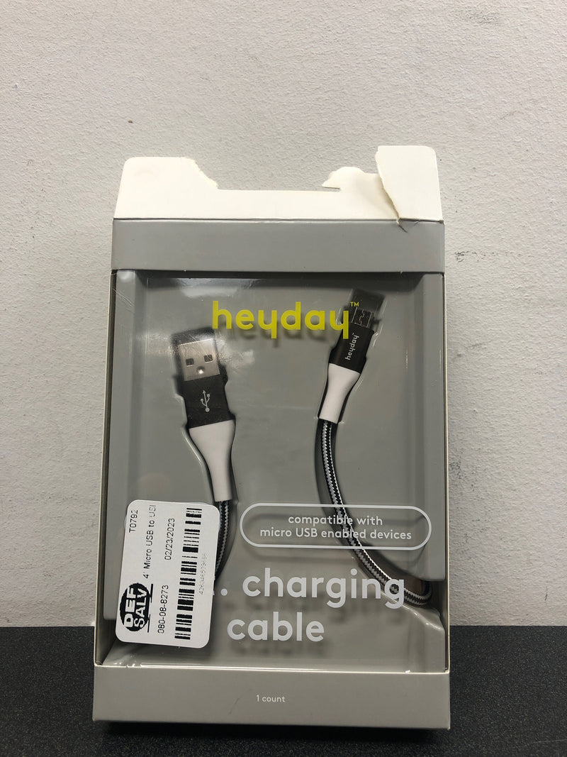 Heyday micro usb to usb-a braided cable 4ft - black/white