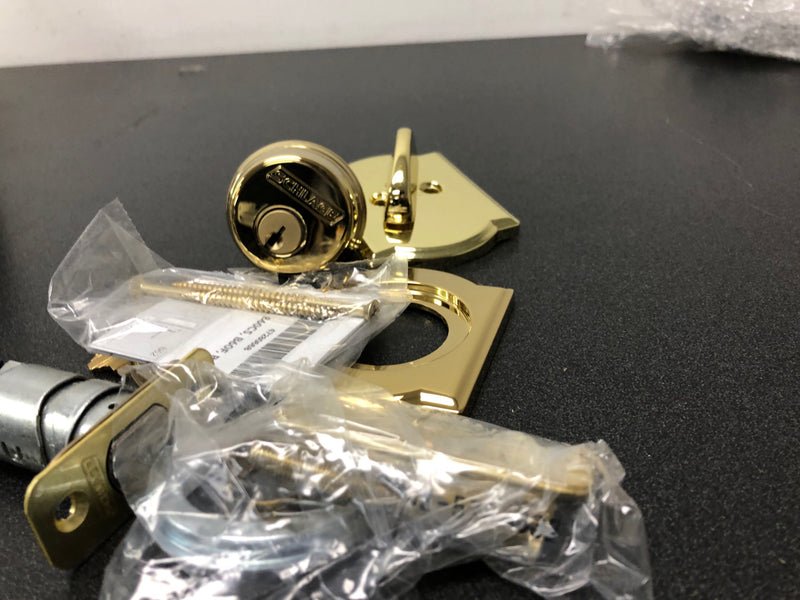 Schlage B60CAM505 Single Cylinder Keyed Entry Grade 1 Deadbolt with Decorative Camelot Rose from the B-Series - Lifetime Polished Brass