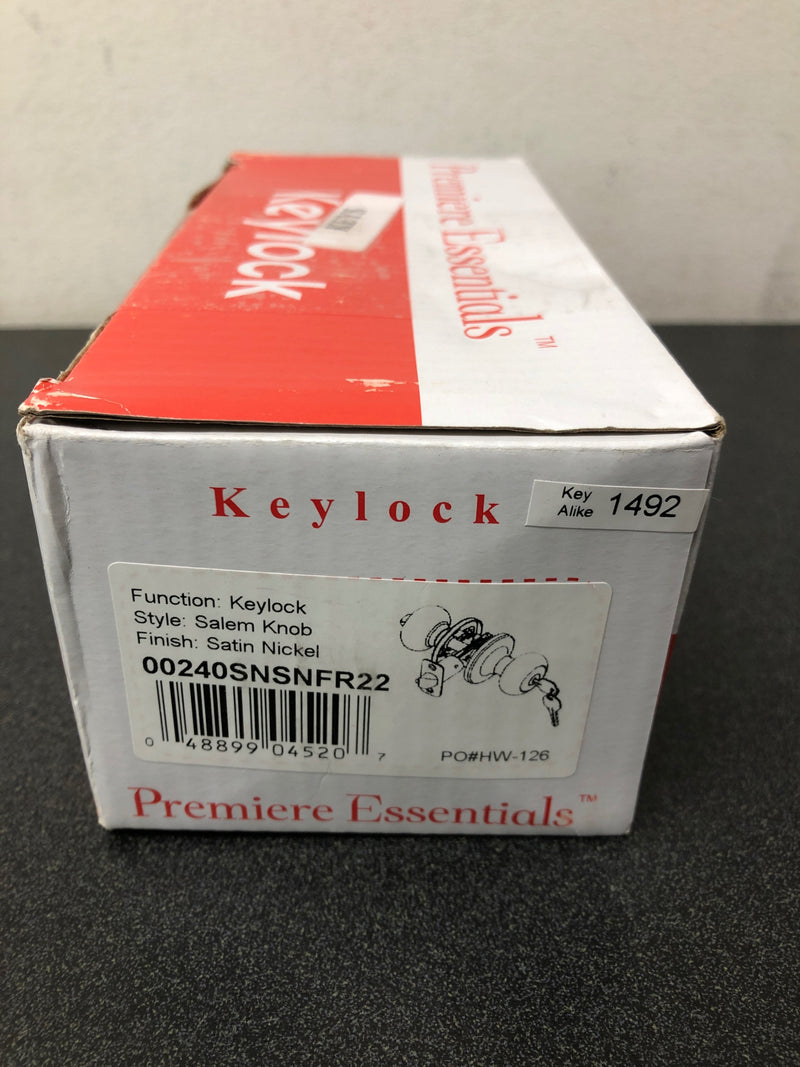 Weslock 00240SNSNFR23 Salem Single Cylinder Keyed Entry Door Knob Set with Round Rose - Satin Nickel