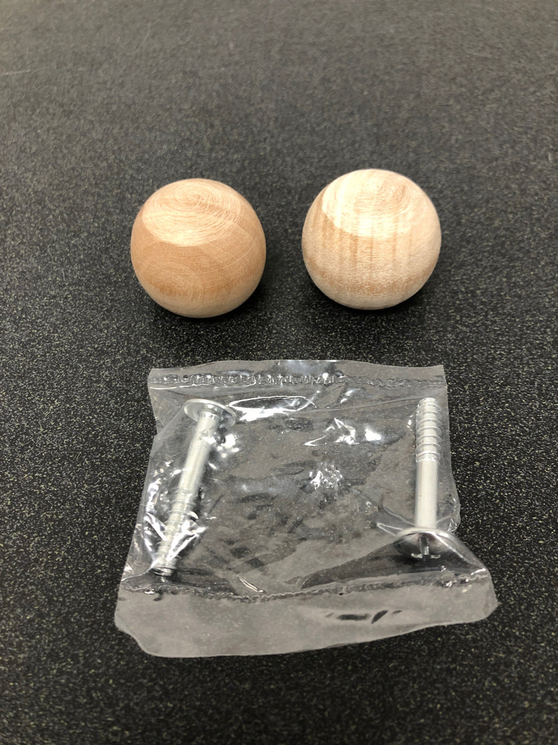 Hickory Hardware P180-UW Natural Woodcraft Set of (2) - 1-1/4 Inch Round Sphere Ball Unfinished Wood Cabinet Knobs / Drawer Knobs - Unfinished Wood