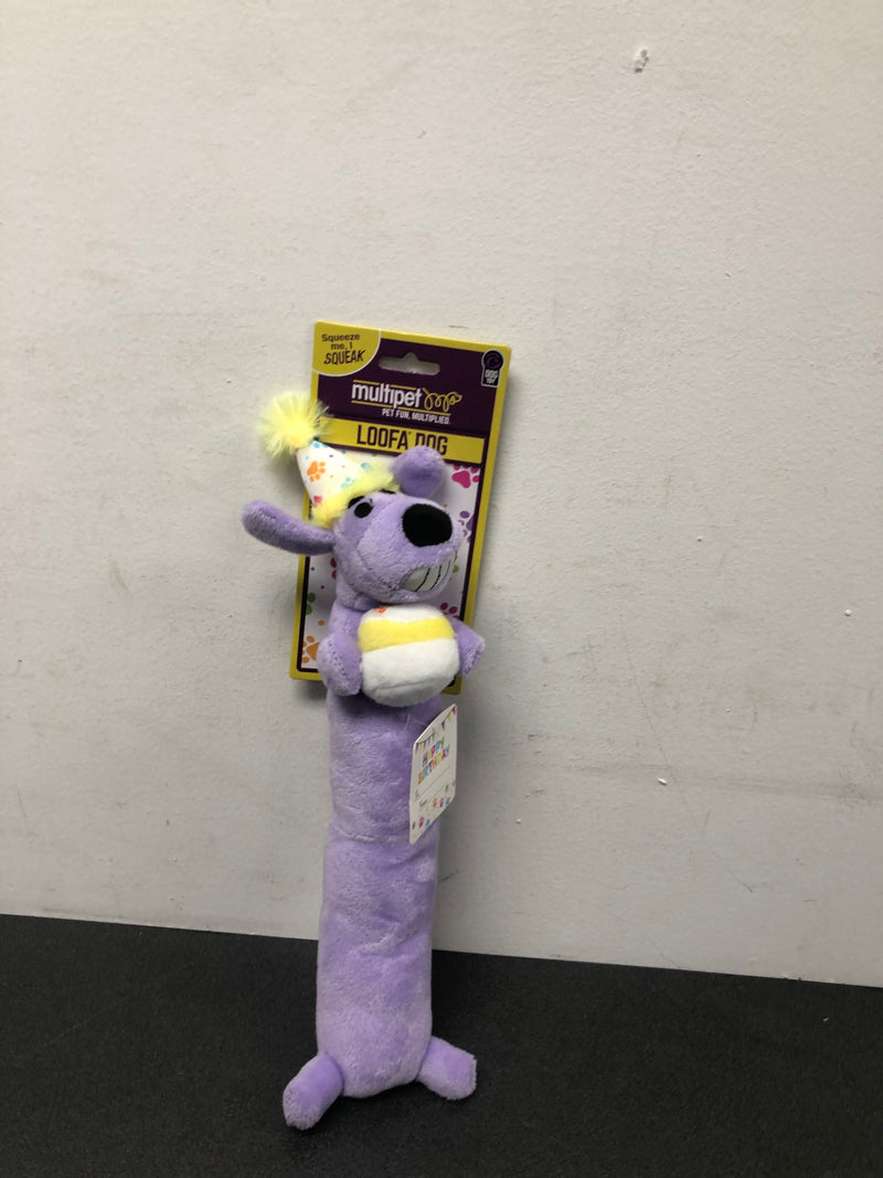 Multipet party loofa dog toy - purple - 12"