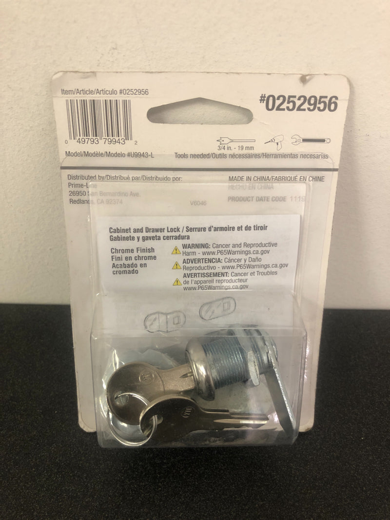 Gatehouse 7/8-in Chrome Die-Cast Drawer and Cabinet Lock