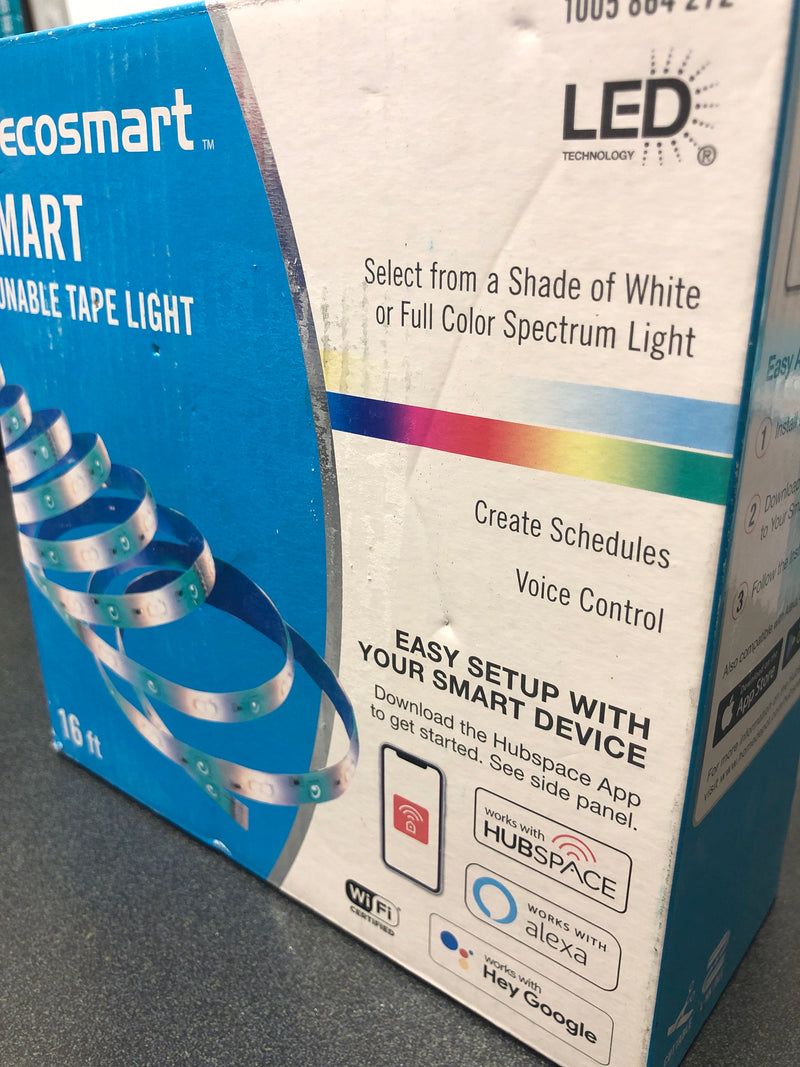 Ecosmart AL-TP-RGBCW-60- 16 ft. Smart RGB and Tunable White Tape Light Powered by Hubspace