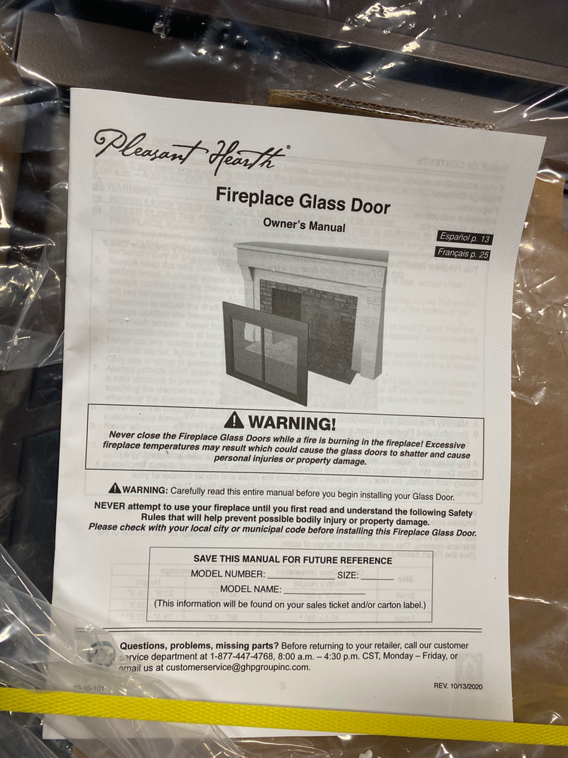 Pleasant Hearth FN-5701 Fenwick 31" H x 38.75" L Medium Cabinet Style Fireplace Screen with Arch Prairie Smoked Glass Doors - Oil Rubbed Bronze