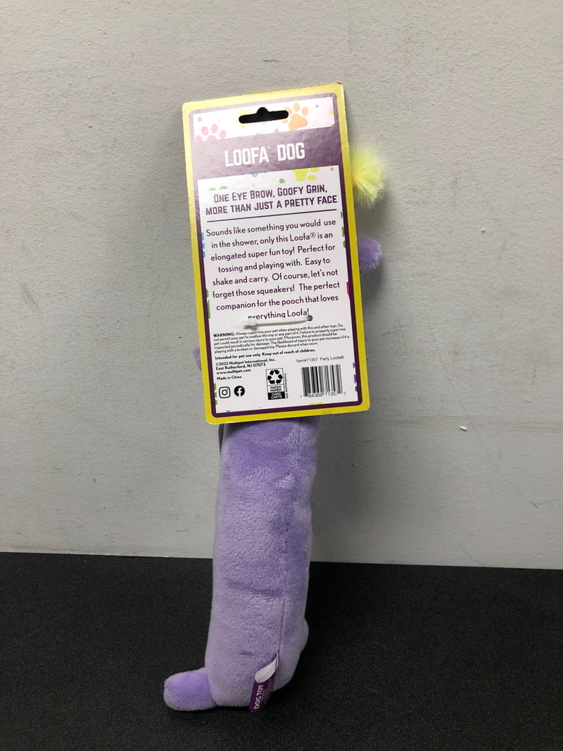 Multipet party loofa dog toy - purple - 12"