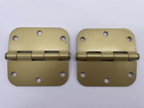 2 Emtek Steel Plain Bearing Hinges 920334 Satin Brass US4 Finish 3.5" x 3.5"