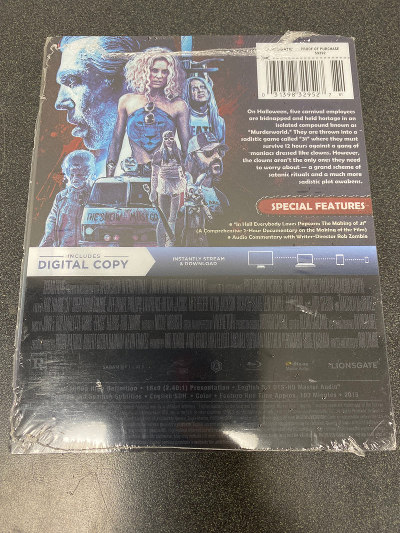 31 a rob zombie film steelbook (blu-ray / digital) new