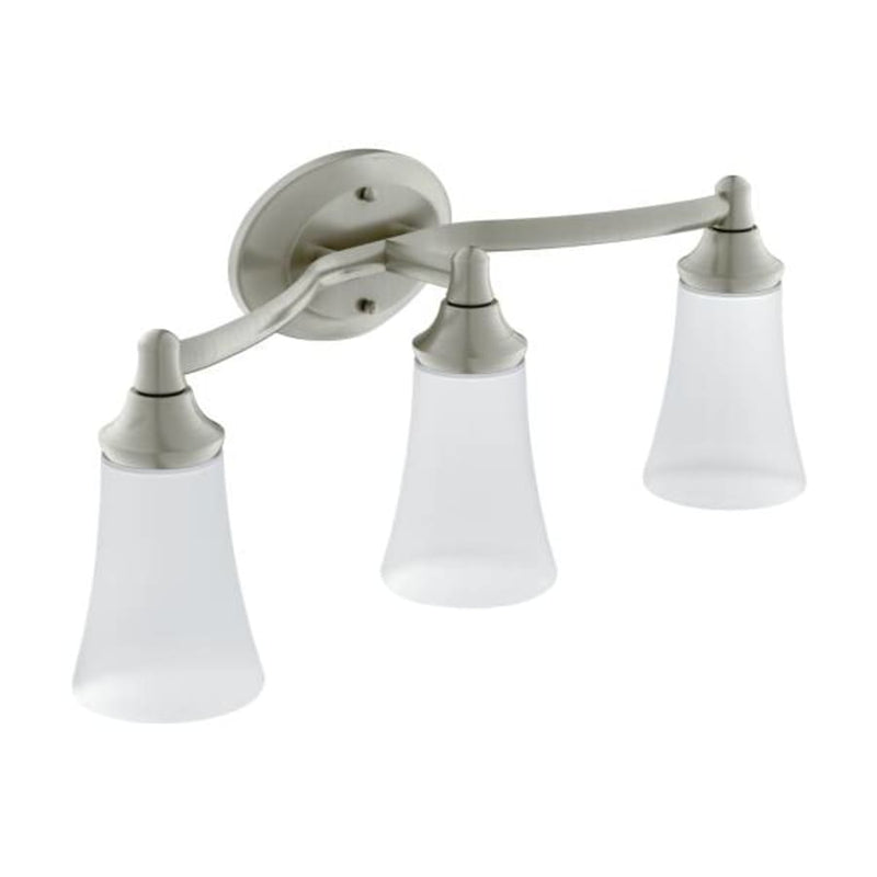 Moen 3 Light Bathroom Sconce with Frosted Shades from the Eva Collection