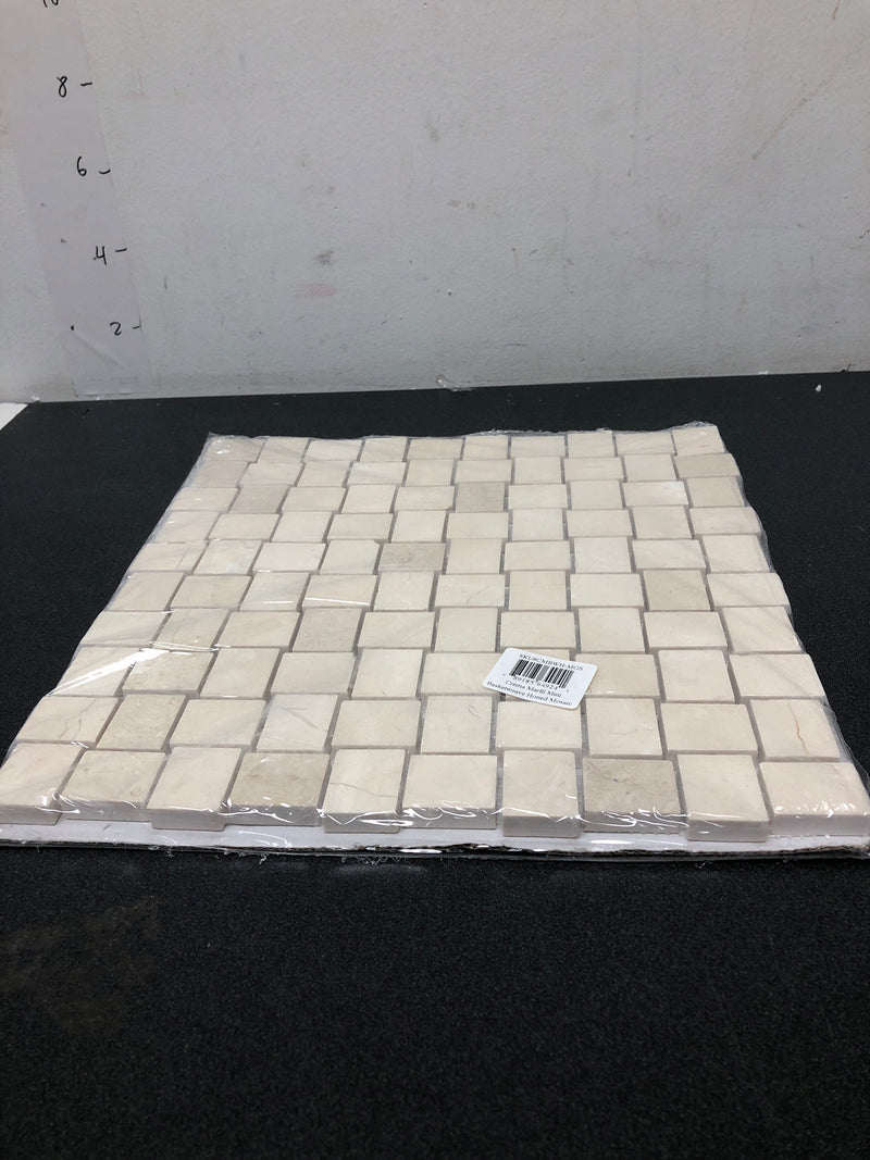 Shaw CS22Z-00200 Chateau Basketweave - 12-3/16" x 12-3/16" Sheet Rectangle Basketweave Mosaic Floor Tile - Marble Visual - Sold by Sheet (1.03 SF/Sheet) - Crema Marfil