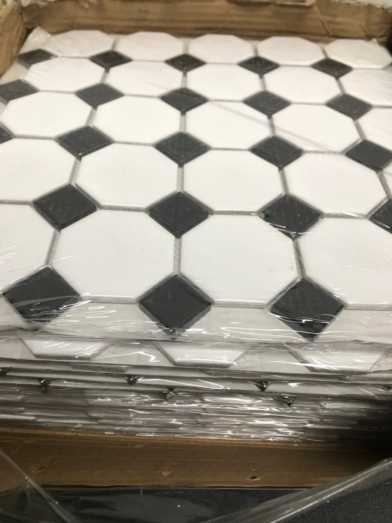 MSI SMOT-PT-RETBIA-2OCTG 12" x 12" Octagon Dot-Mounted Mosaic Walls Tile - Glossy Marble Visual - Sold by Carton (14.1 SF/Carton) - Retro Bianco