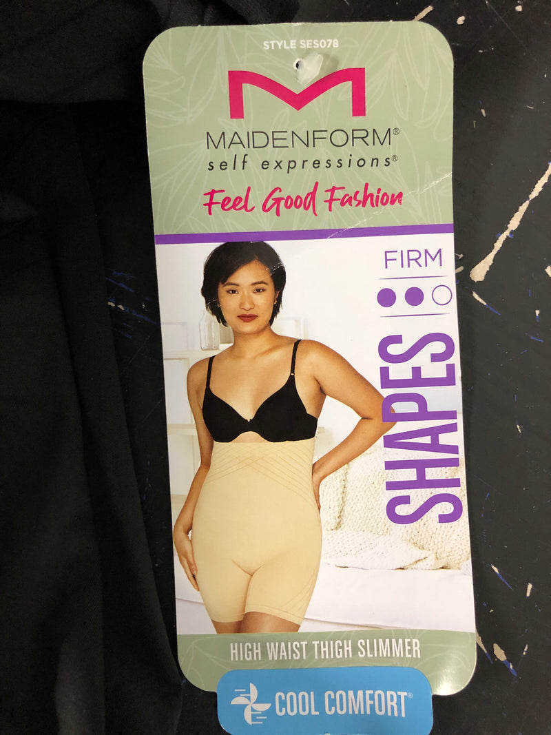 Maidenform Self Expressions Women's Feel Good Fashion Seamless High-Waist Thigh Slimmer - (Black, XLarge)