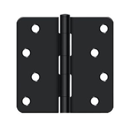 Deltana S44R41B 4 x 4 Plain Bearing 1/4" Radius Corner Full Mortise Hinge - Pair - Flat Black