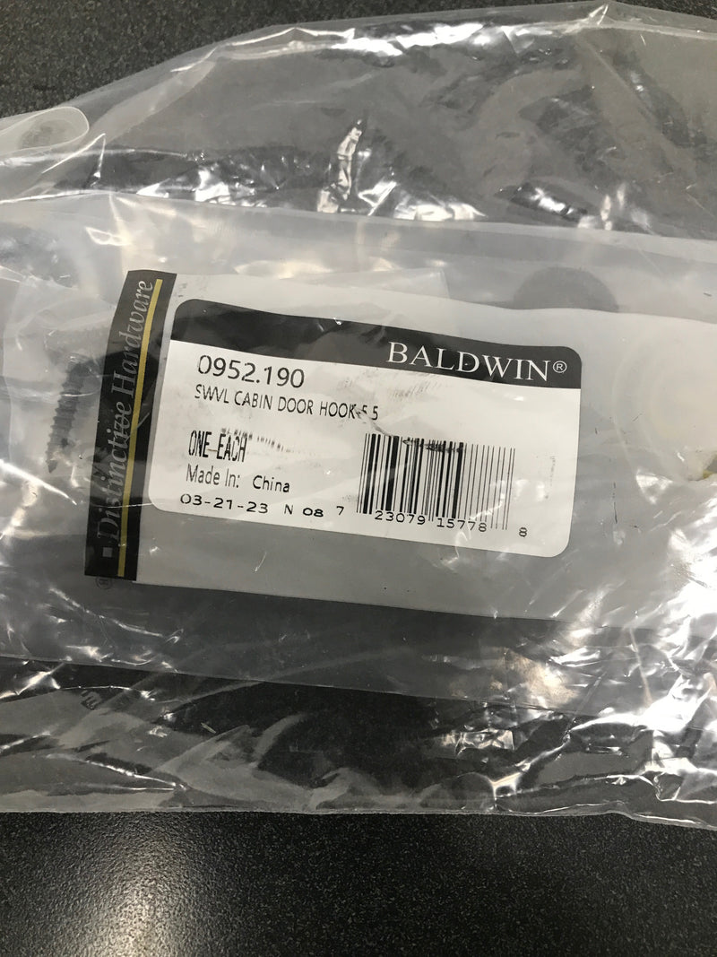 Baldwin 0952190 5-1/2 Inch Solid Brass Swivel Cabin Door Hook - Satin Black