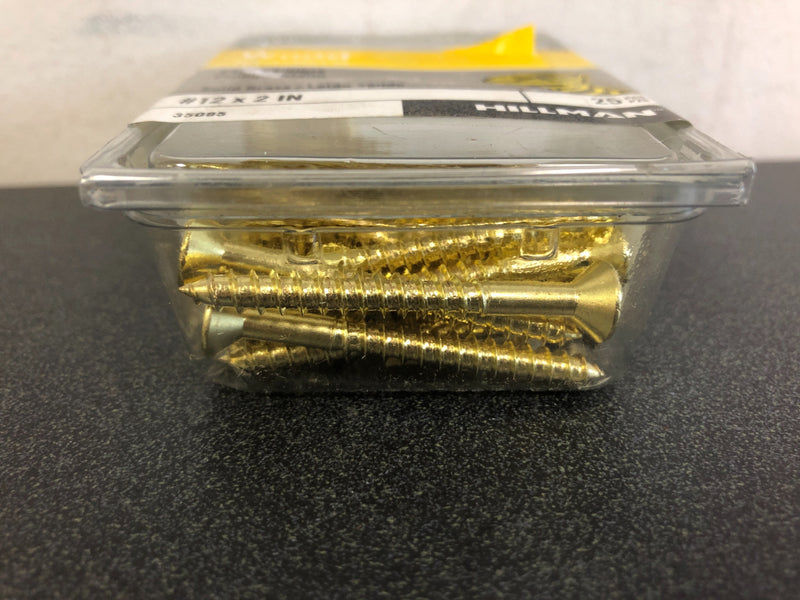 The Hillman Group 35095 Brass Flat Head Phillips Wood Screw, 12 x 2-Inch, 25-Pack