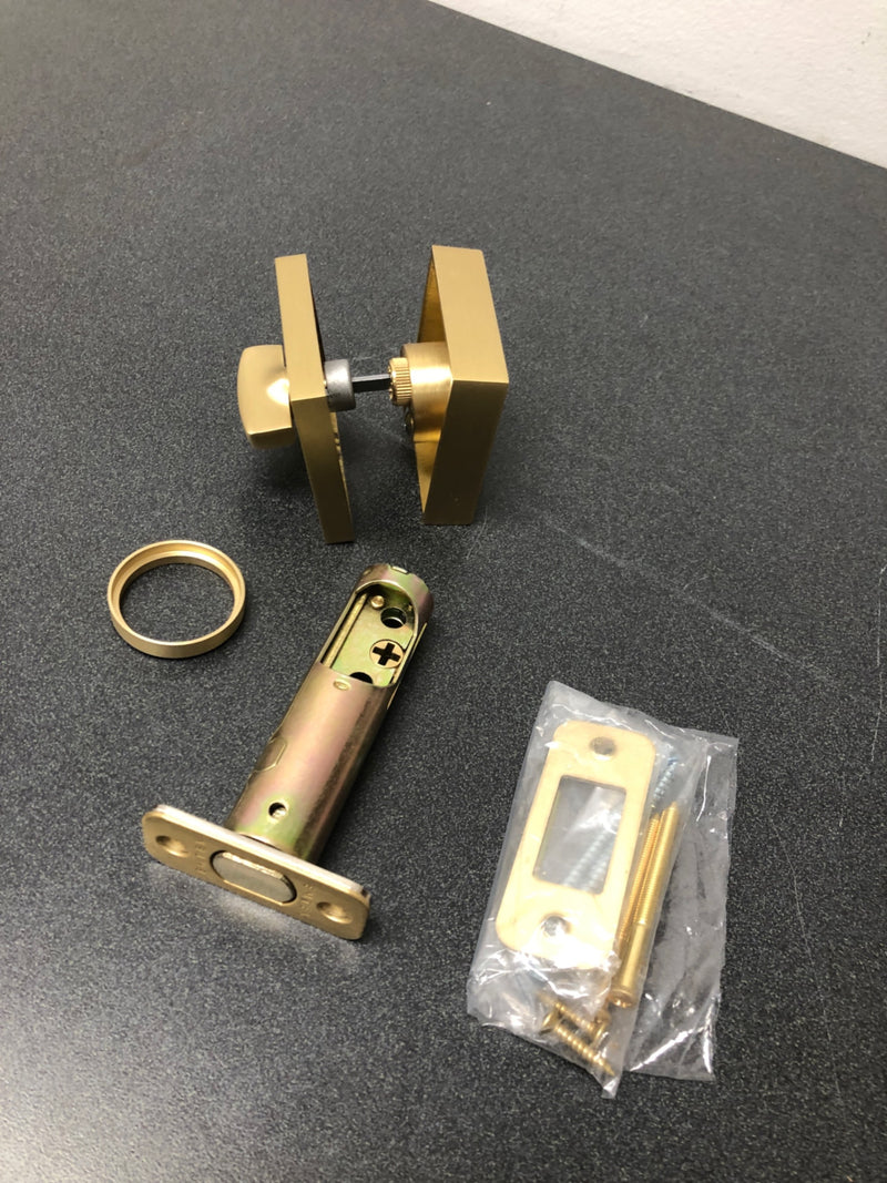 Emtek 8469US4 Square Brass Modern Single Cylinder Keyed Entry Deadbolt - Satin Brass