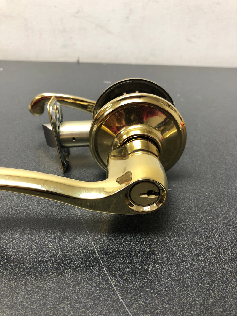 Schlage F51AFLA505 Flair Single Cylinder Keyed Entry Door Lever Set - Lifetime Polished Brass