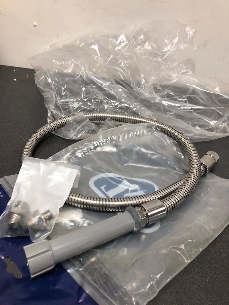 T and S Brass B-0044-H5 44" Flexible Stainless Steel Hose with 172A Adapter and a 053A Adapter - Stainless Steel