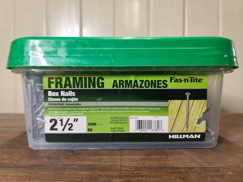 Hillman 461882, Box Nails 2 1/2 Galvanized 1550pcs