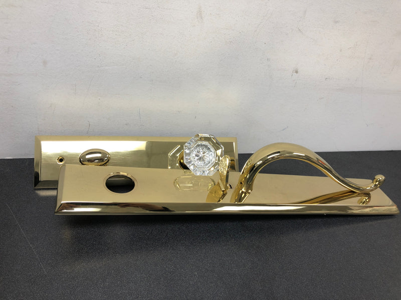 Grandeur 845960 Fifth Avenue Solid Brass Rose Keyed Entry Single Cylinder Full Plate "S" Grip Handleset with Chambord Crystal Knob and 2-3/4" Backset - Lifetime Brass