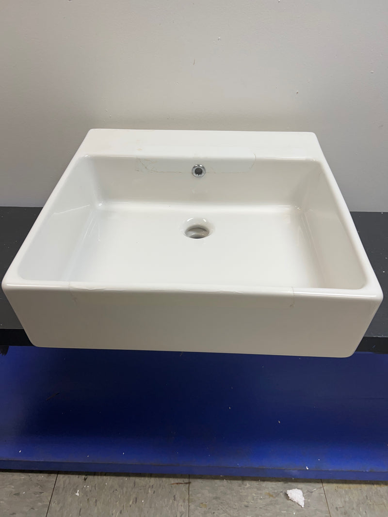 WS Bath Collections Simple 50.50A.00 Simple Ceramic White 19-7/10" Vessel or Wall Mounted Bathroom Sink - Includes Overflow - White