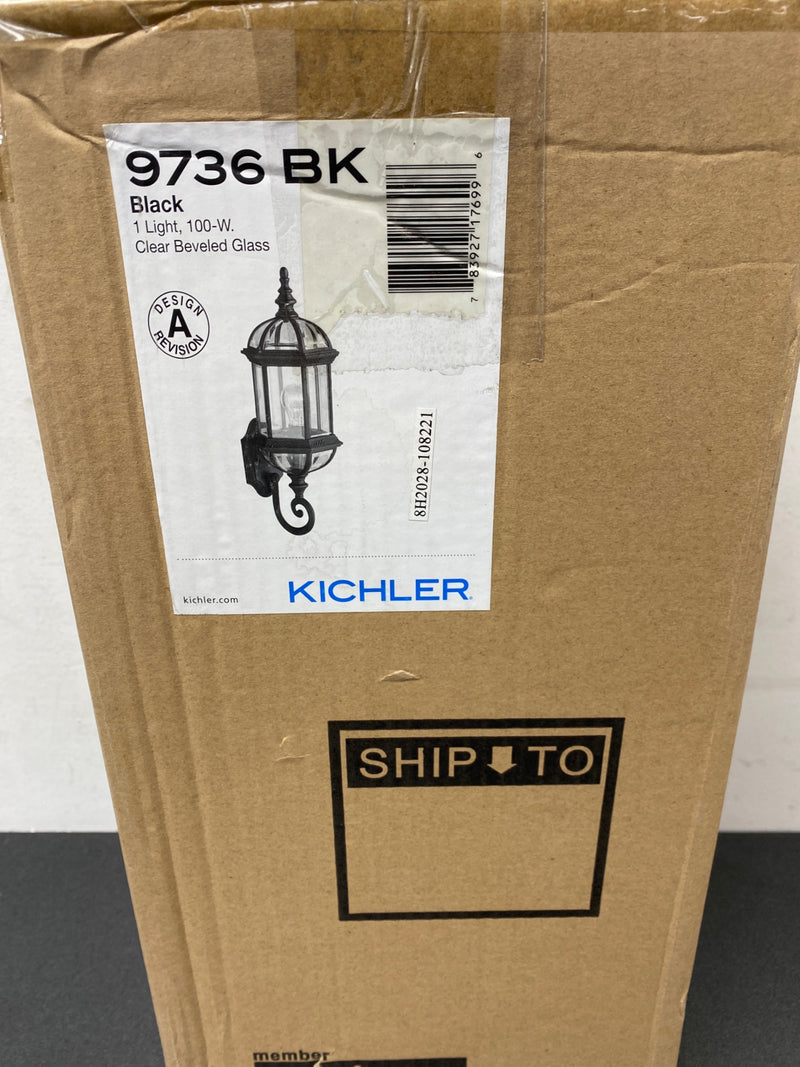 Kichler 9736BK Barrie 22" Outdoor Wall Light with Beveled Glass Panels - Black