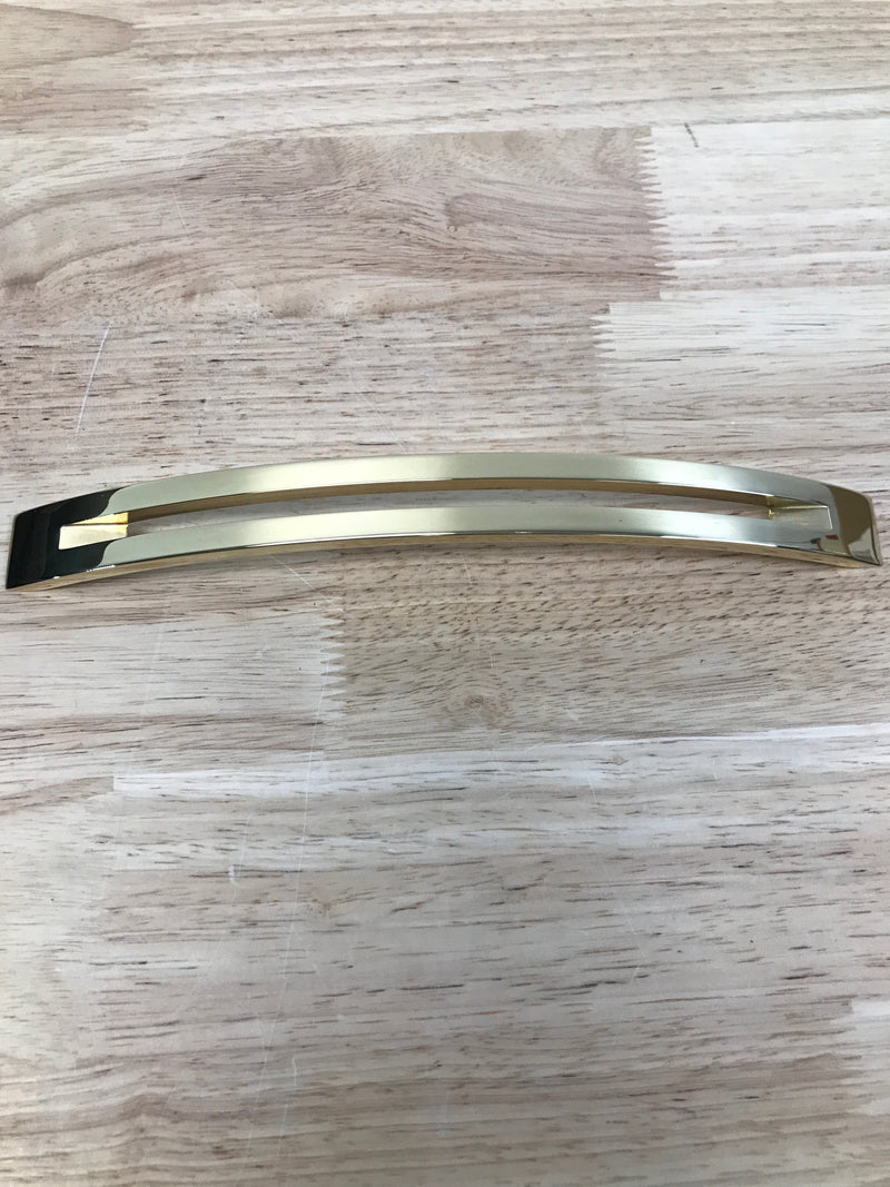 Alno A422-8-PB/NL Modern Slit Top 8" Center to Center Arch Bow Cabinet Handle / Drawer Pull - Unlacquered Brass