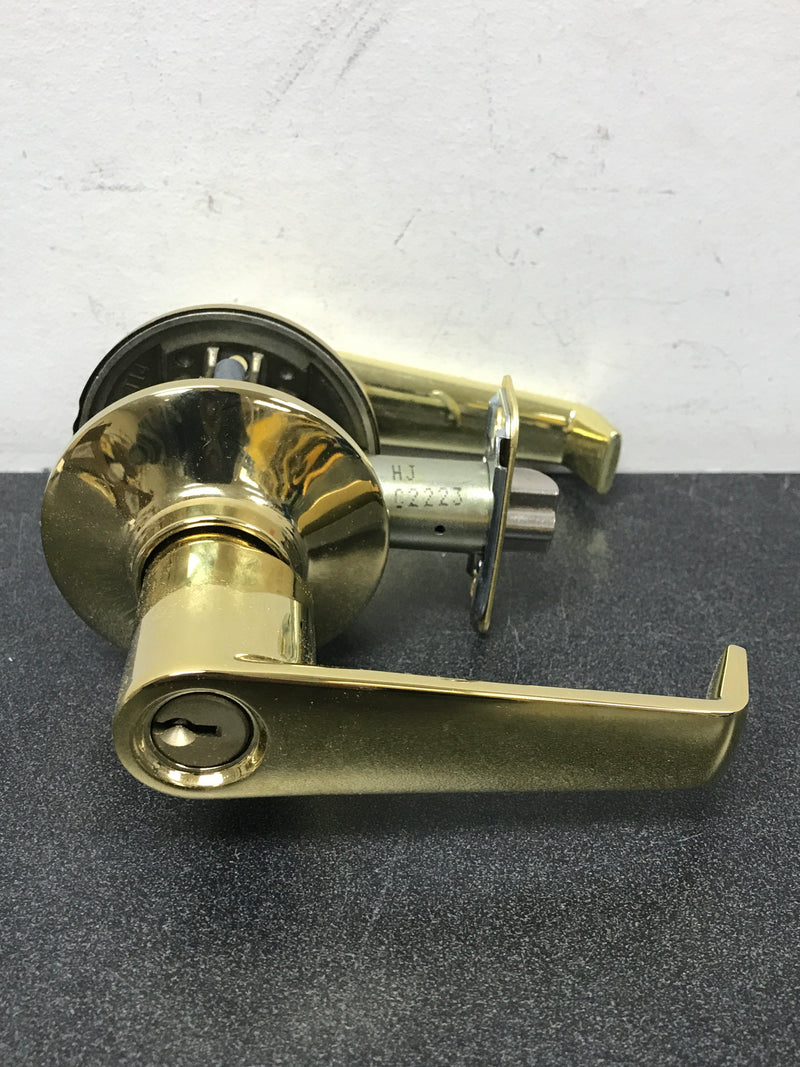 Schlage F80ELA505 Elan Single Cylinder Keyed Entry Storeroom Door Lever Set - Lifetime Polished Brass