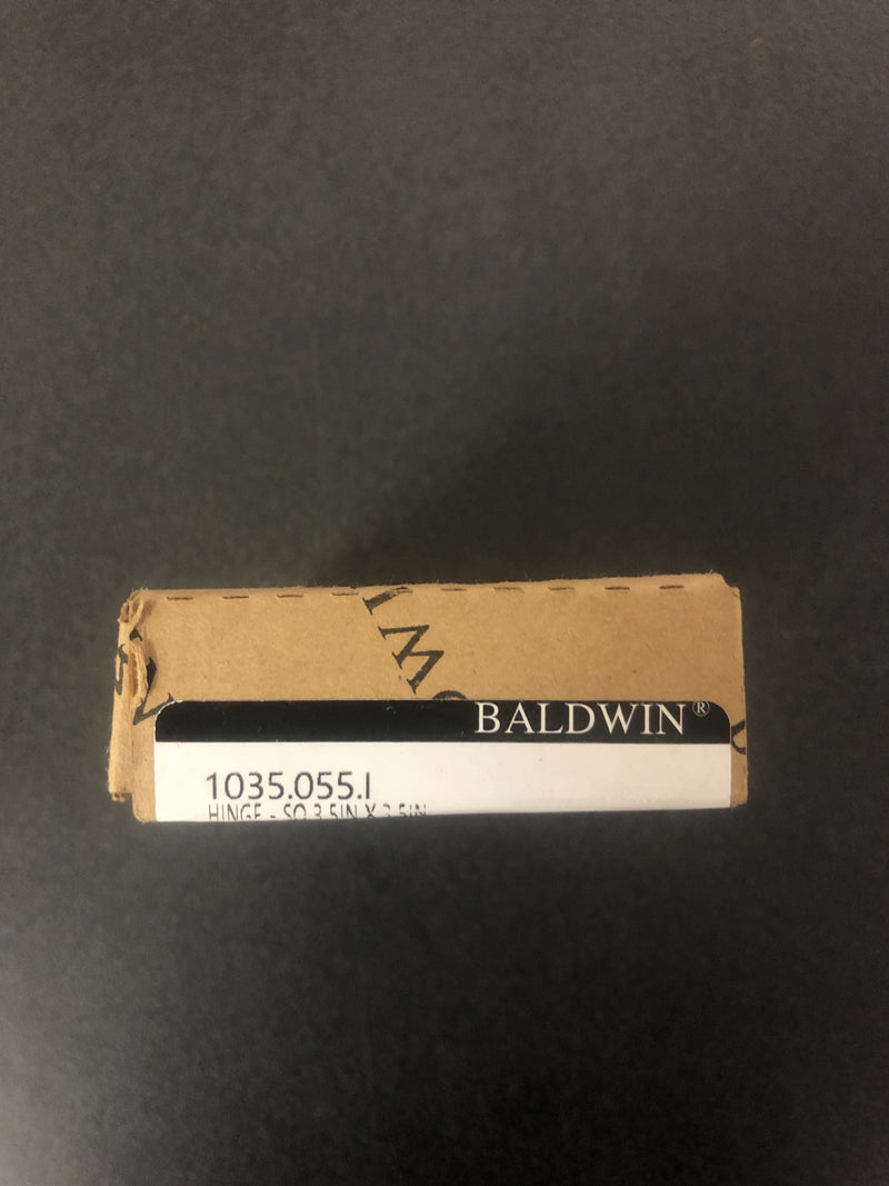 Baldwin 1035055I Lifetime Polished Nickel 3.5" x 3.5" Solid Brass Square Corner Plain Bearing Mortise Hinge - Single Hinge