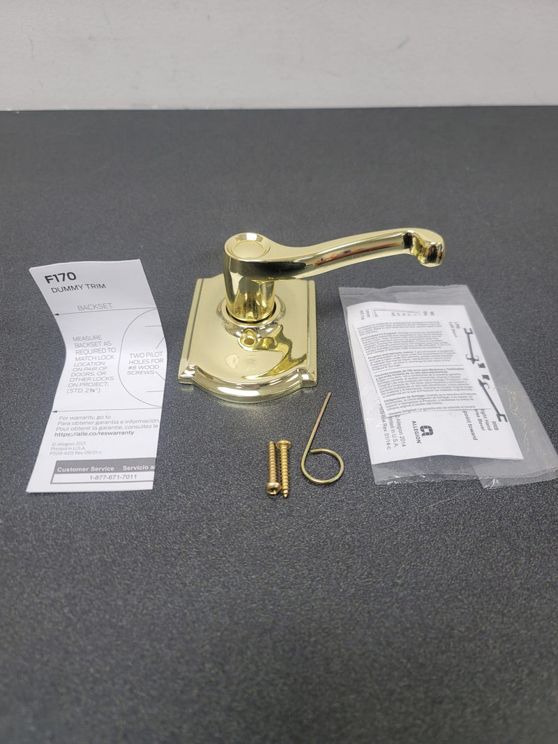 Schlage F170FLA605CAMRH Flair Right Handed Non-Turning One-Sided Dummy Door Lever Set with Decorative Camelot Trim - Polished Brass