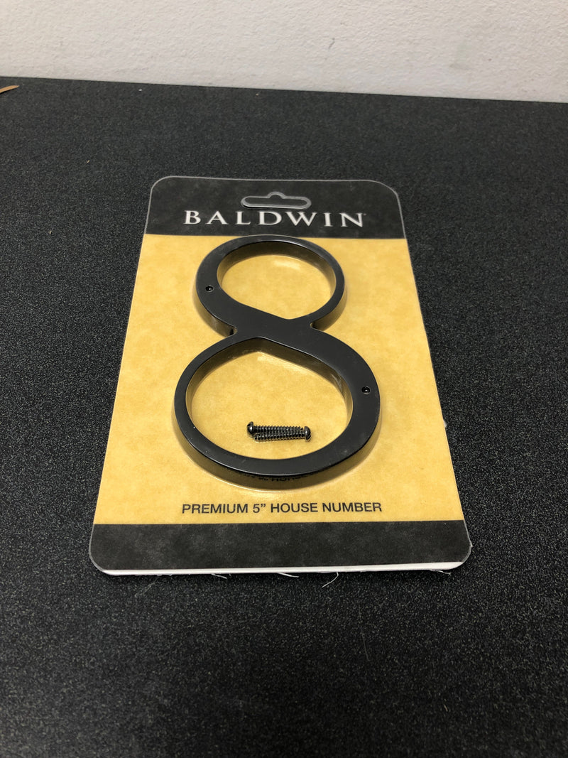 Baldwin 90678190 Solid Brass Residential House Number 8 - Satin Black