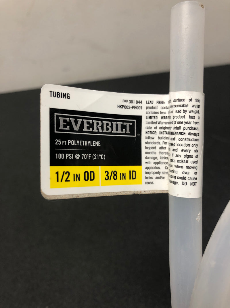 Everbilt 301844 1/2 in. O.D. x 3/8 in. I.D. x 25 ft. Polyethylene Tube