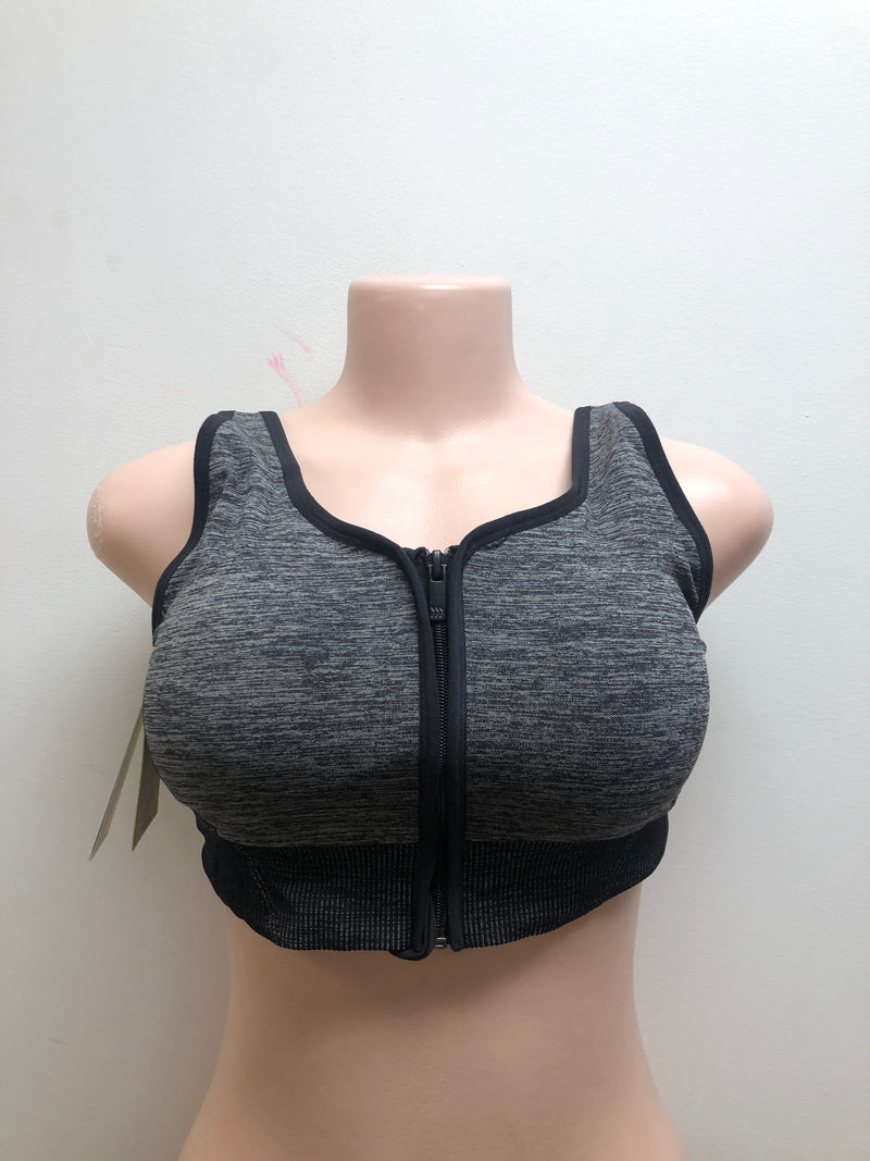 Women's medium support seamless zip-front sports bra - all in motion™ heathered black xl
