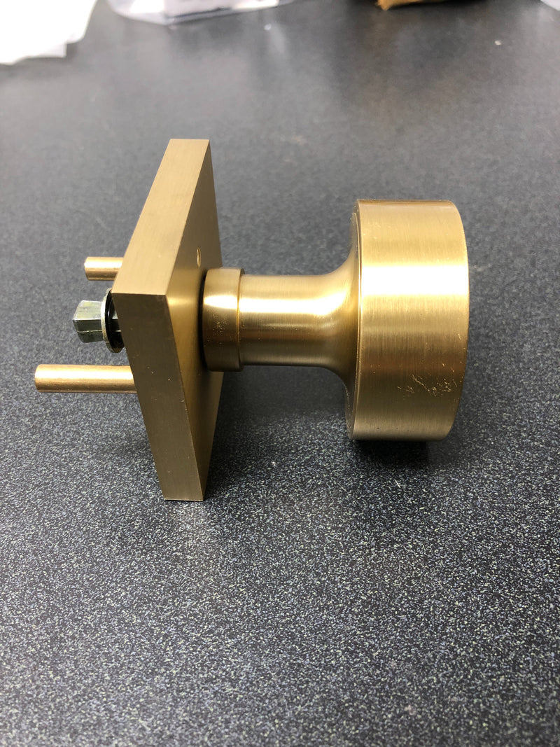 Emtek 5050ROUUS4 Round Knobset Non-Turning Two-Sided Dummy Door Knob Set with Square Rose - Satin Brass