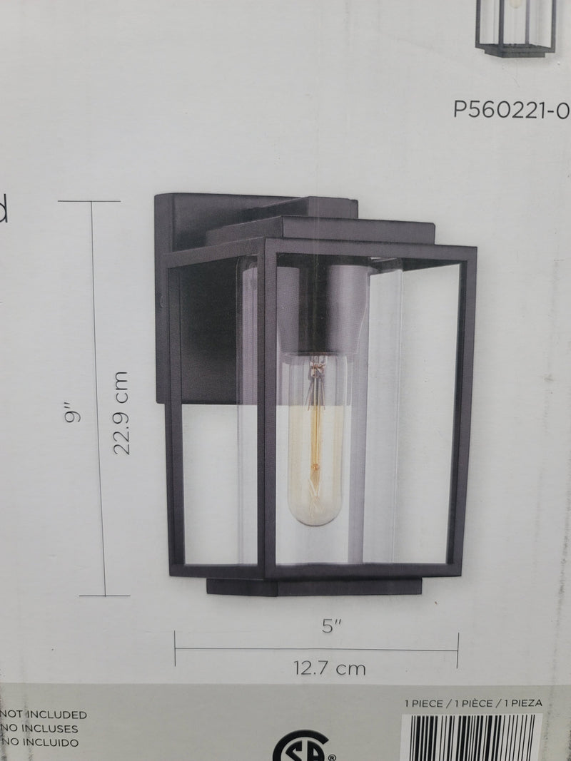 Progress lighting P560220-031 Macstreet 9 In. 1-Light Matte Black Modern Outdoor Wall Lantern with Clear Glass