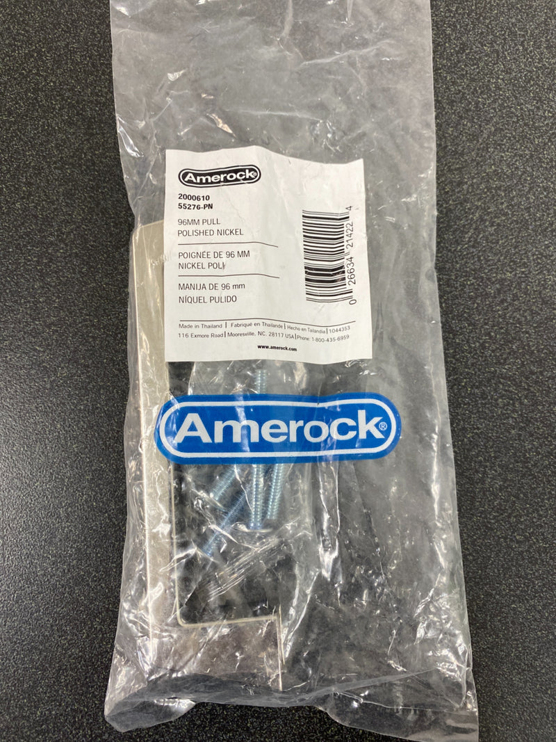 Amerock 2000610 Blackrock 3-3/4 in (96 mm) Center-to-Center Polished Nickel Drawer Pull