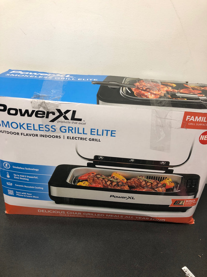 Power xl black/silver metal nonstick surface indoor grill 13.75 in.